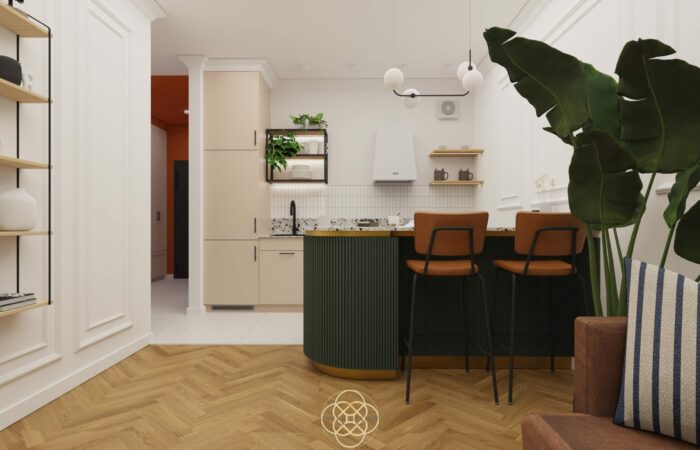 Panel jodelka w projekcie wnetrza mieszkania